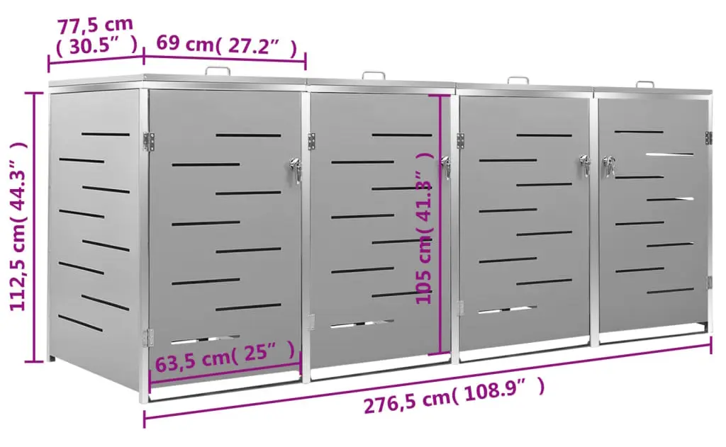 Шкаф для мусорных контейнеров VidaXL 149561 (Grey)