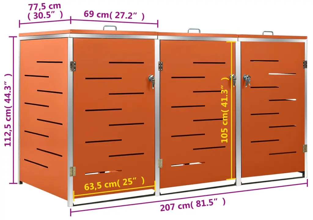 Шкаф для мусорных контейнеров VidaXL 149564 (Orange) - 10