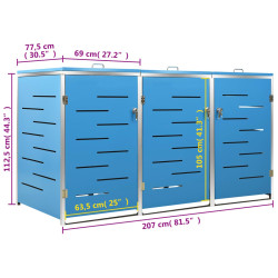 Шкаф для мусорных контейнеров VidaXL 149568 (Blue) Thumb