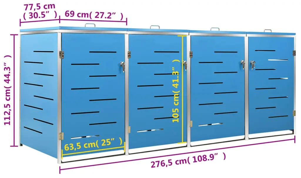 Шкаф для мусорных контейнеров VidaXL 149569 (Blue) - 11