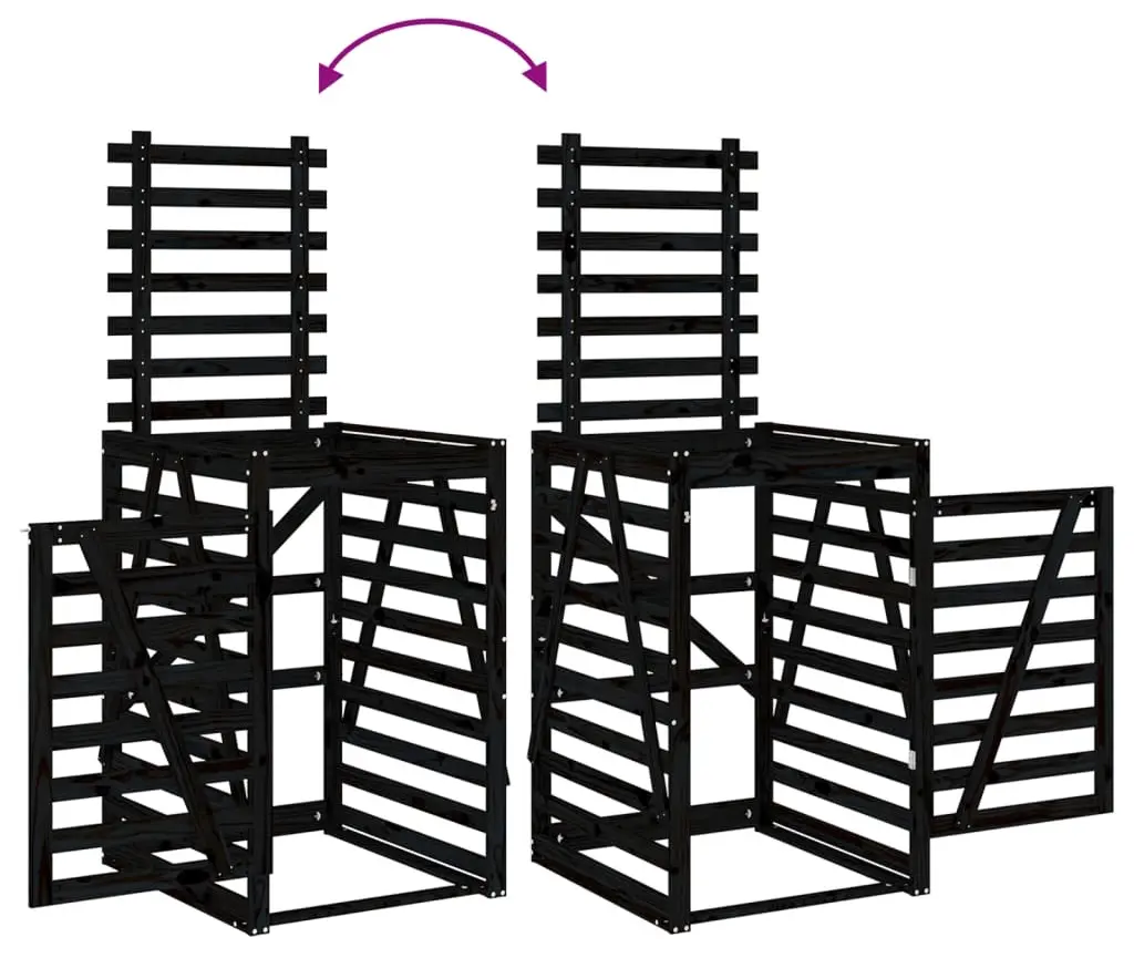 Шкаф для мусорных контейнеров VidaXL 3157689 (Black) - 6