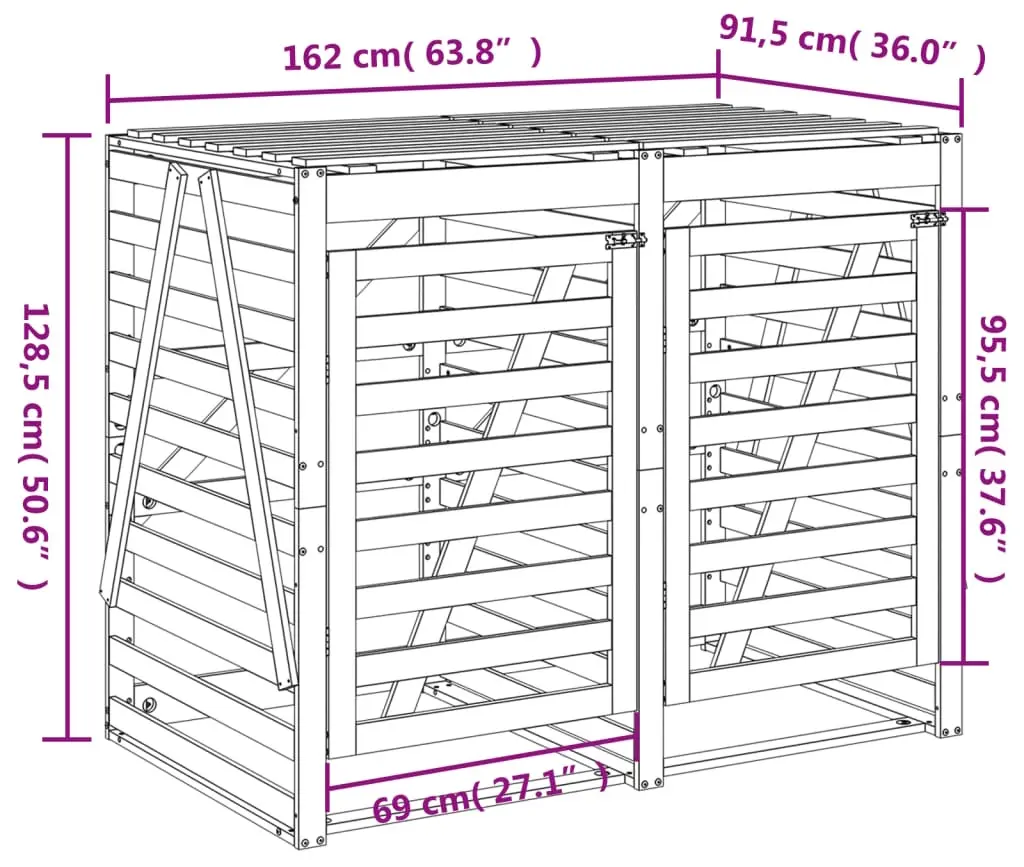 Шкаф для мусорных контейнеров VidaXL 3157689 (Black) - 10