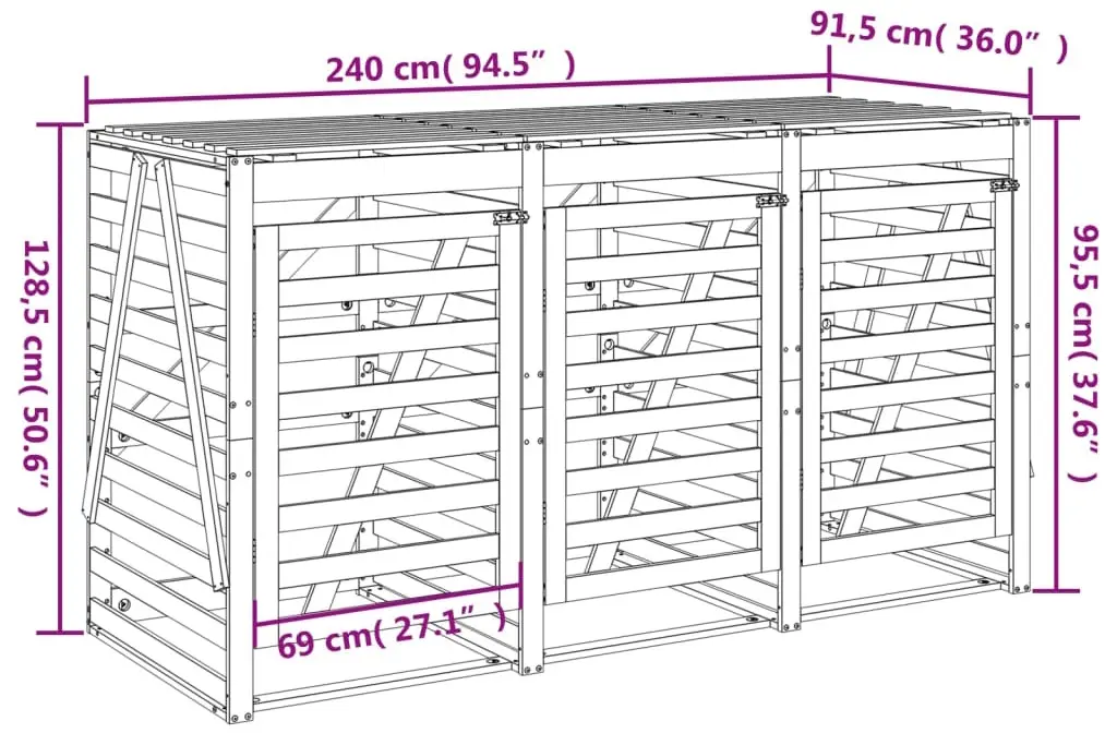 Dulap pentru pubele VidaXL 3157695 (Black) - 11