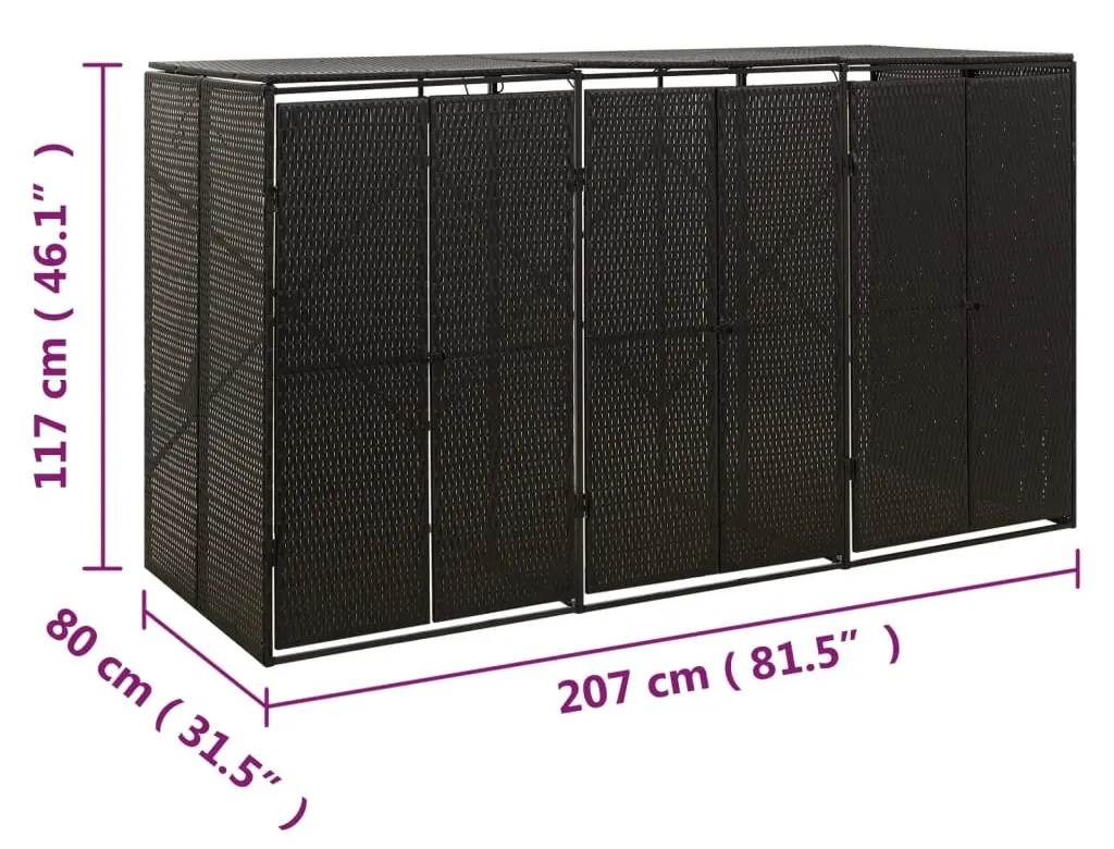 Шкаф для мусорных контейнеров VidaXL 319862 (Black) - 6