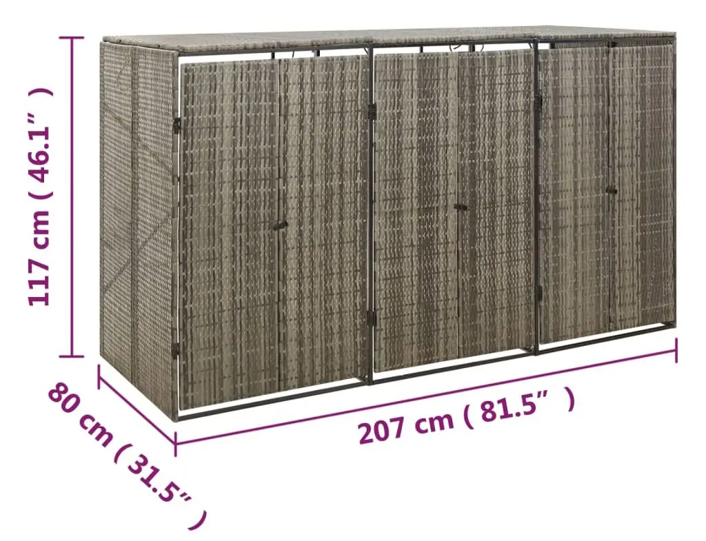 Шкаф для мусорных контейнеров VidaXL 319866 (Grey) - 6