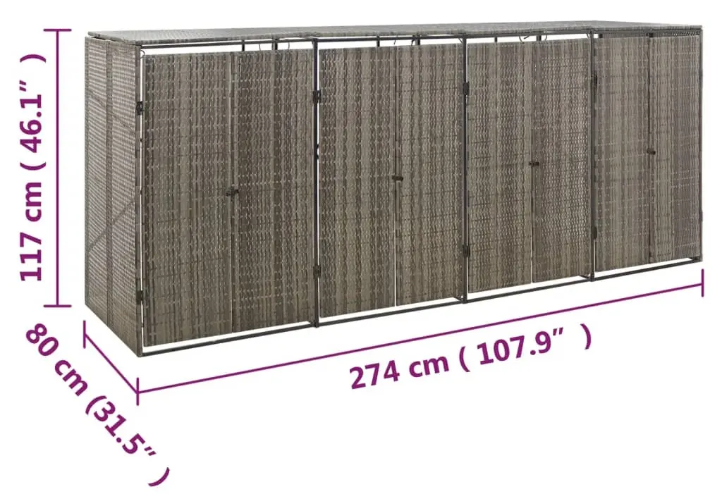 Шкаф для мусорных контейнеров VidaXL 319867 (Grey) - 6