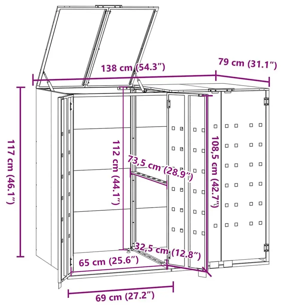 Dulap pentru pubele VidaXL 3279977 (Black) - 11