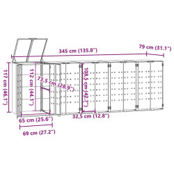 Шкаф для мусорных контейнеров VidaXL 3279980 (Black) Thumb
