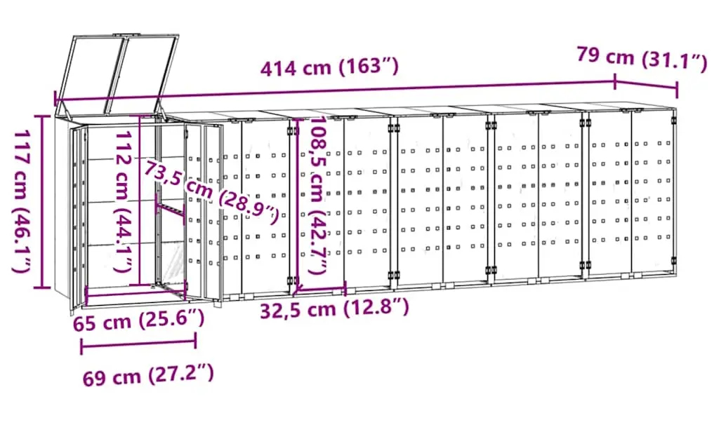 Dulap pentru pubele VidaXL 3279981 (Black) - 11