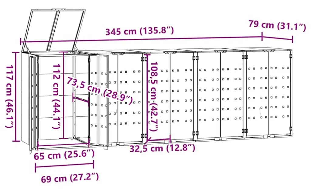 Dulap pentru pubele VidaXL 3279985 (Anthracite) - 11