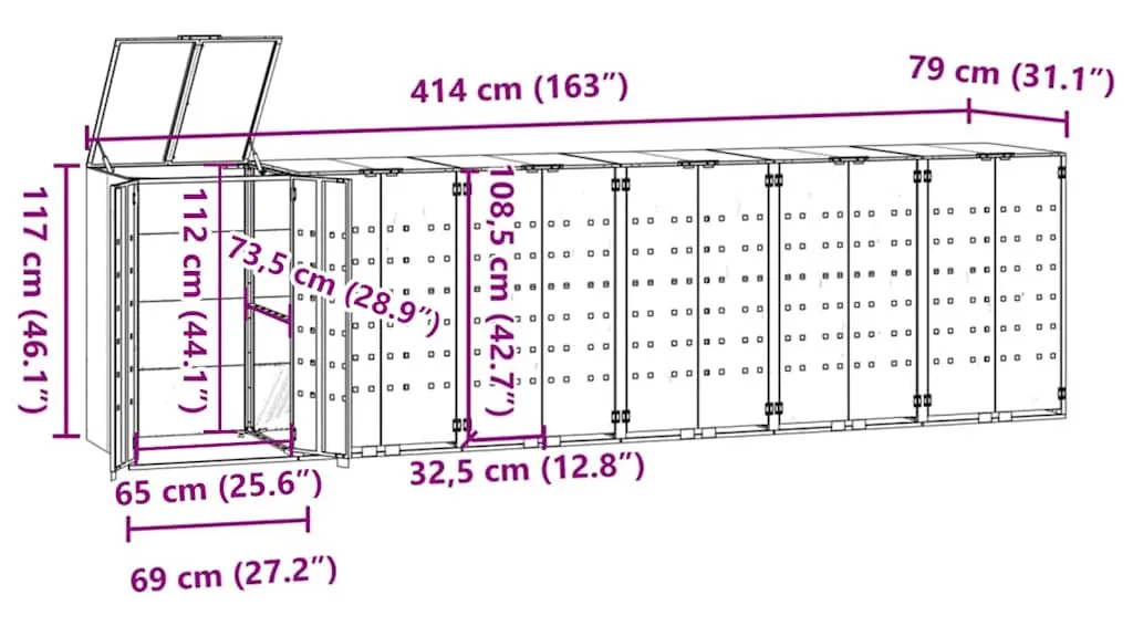 Шкаф для мусорных контейнеров VidaXL 3279986 (Anthracite)