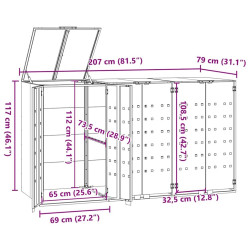 Шкаф для мусорных контейнеров VidaXL 3279988 (Grey) Thumb