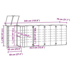Dulap pentru pubele VidaXL 3279990 (Grey) Thumb
