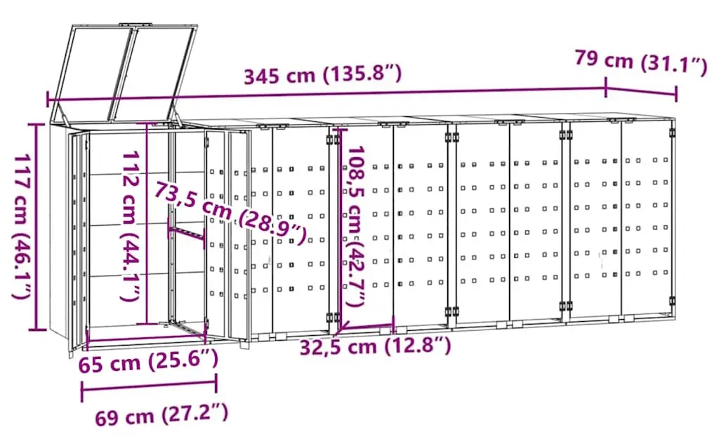 Dulap pentru pubele VidaXL 3279990 (Grey) - 11