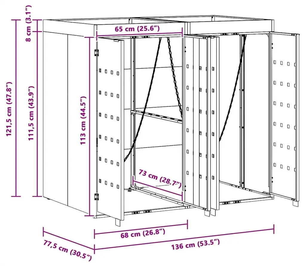 Шкаф для мусорных контейнеров VidaXL 3394738 (Black) - 10