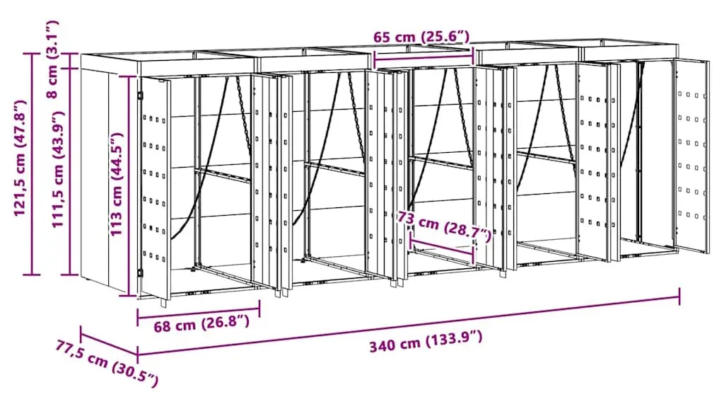 Шкаф для мусорных контейнеров VidaXL 3394741 (Black) - 10
