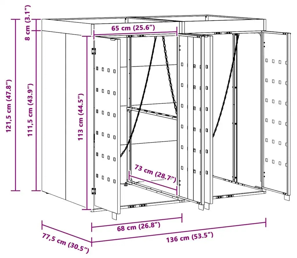 Шкаф для мусорных контейнеров VidaXL 3394743 (Anthracite) - 10