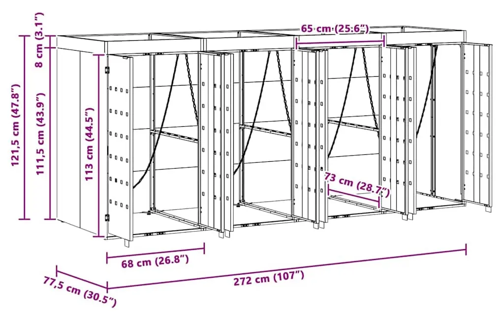 Шкаф для мусорных контейнеров VidaXL 3394745 (Anthracite) - 9