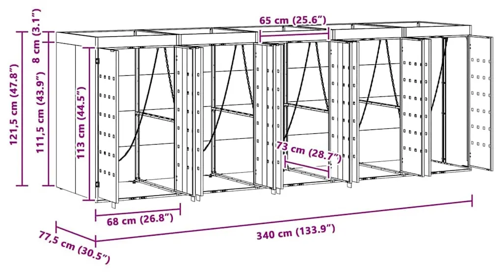 Dulap pentru pubele VidaXL 3394746 (Anthracite) - 10
