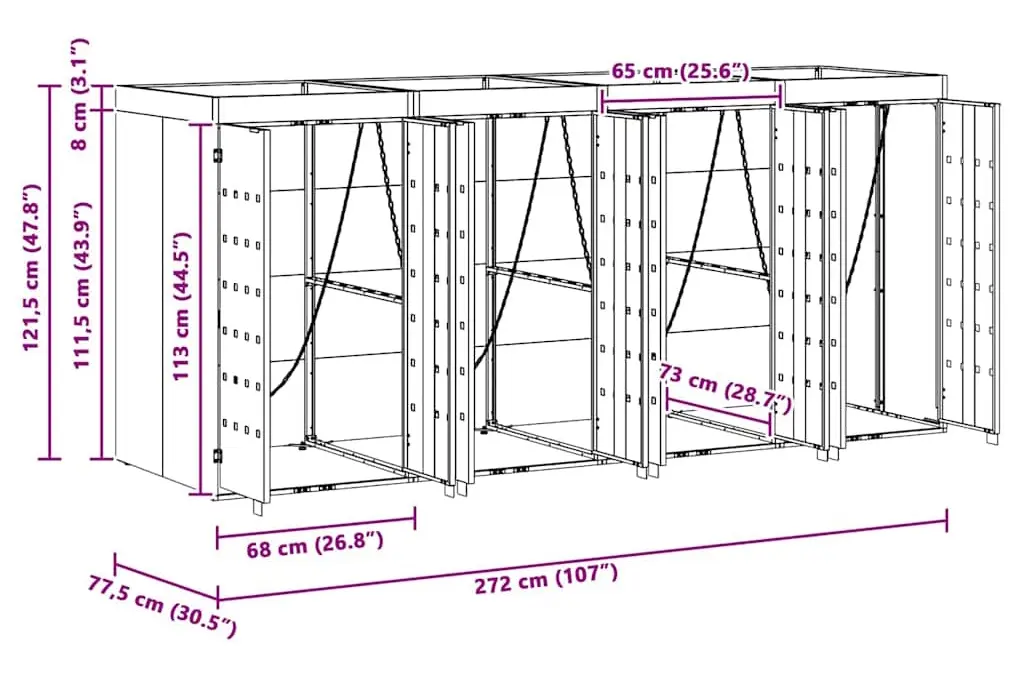 Шкаф для мусорных контейнеров VidaXL 3394750 (Light Grey) - 10