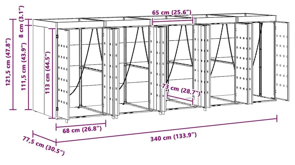 Dulap pentru pubele VidaXL 3394751 (Light Grey) - 9