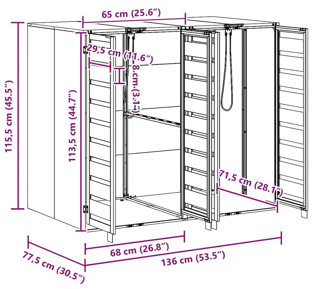 Dulap pentru pubele VidaXL 3394768 (Anthracite/Natural) - 9