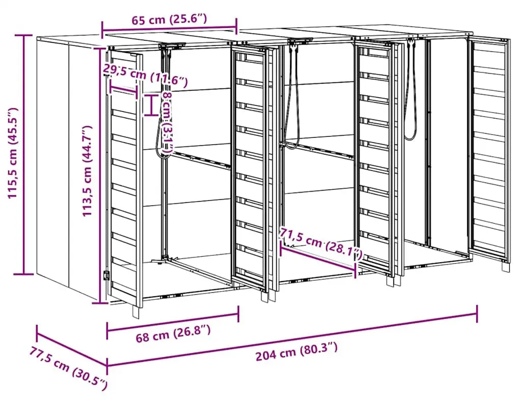 Dulap pentru pubele VidaXL 3394769 (Anthracite/Natural) - 10
