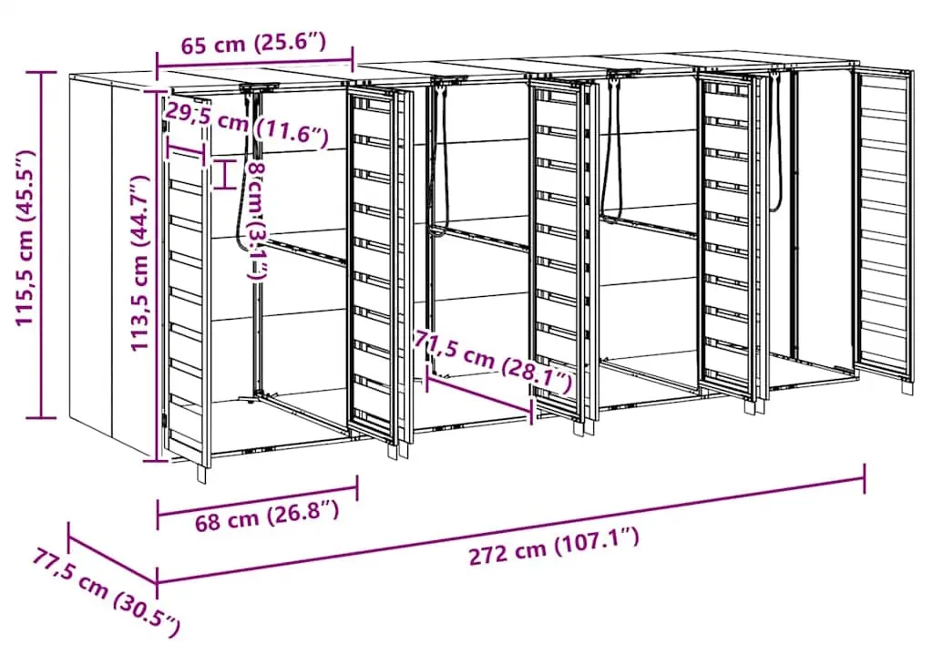 Dulap pentru pubele VidaXL 3394770 (Anthracite/Natural) - 8