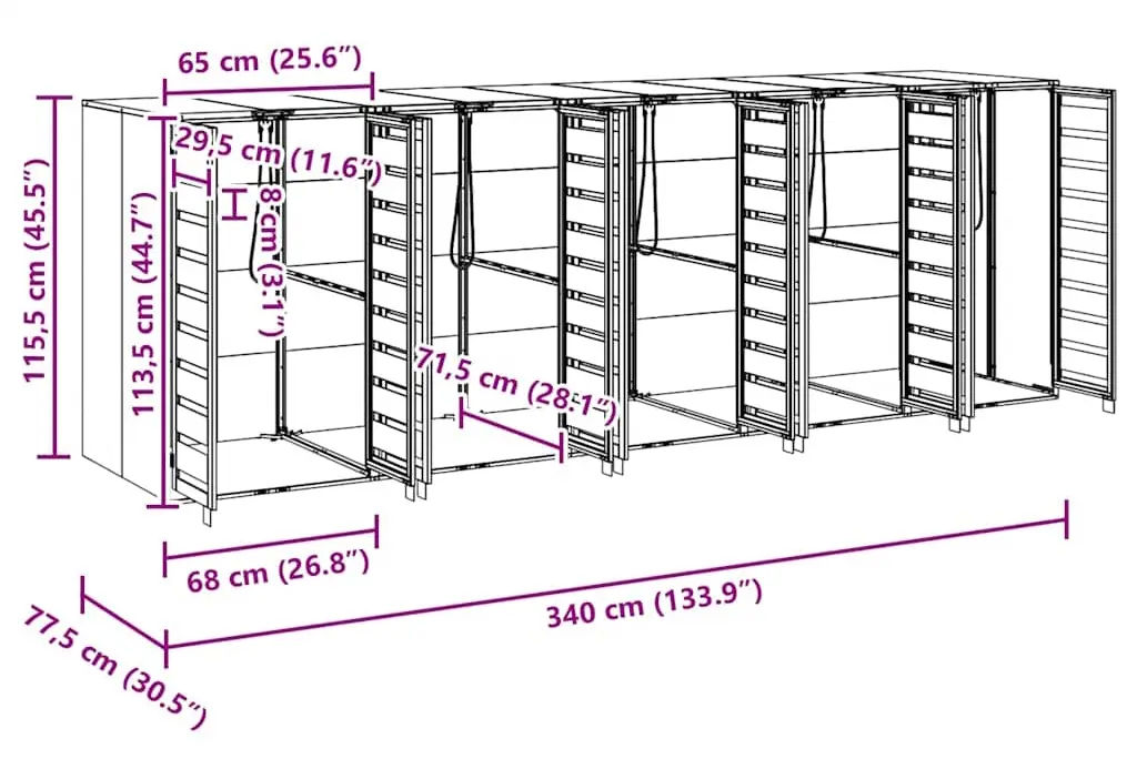 Шкаф для мусорных контейнеров VidaXL 3394771 (Anthracite/Natural)
