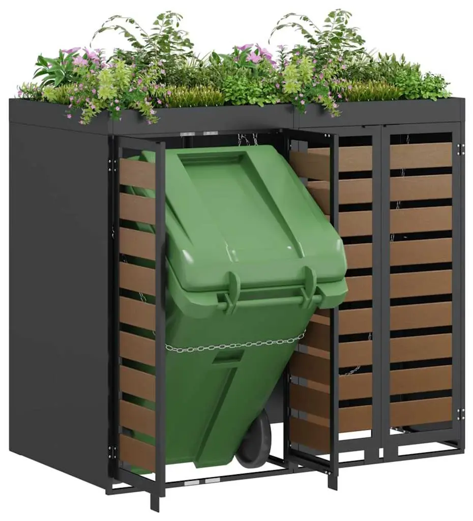 Dulap pentru pubele VidaXL 3394773 (Anthracite/Natural) - 9