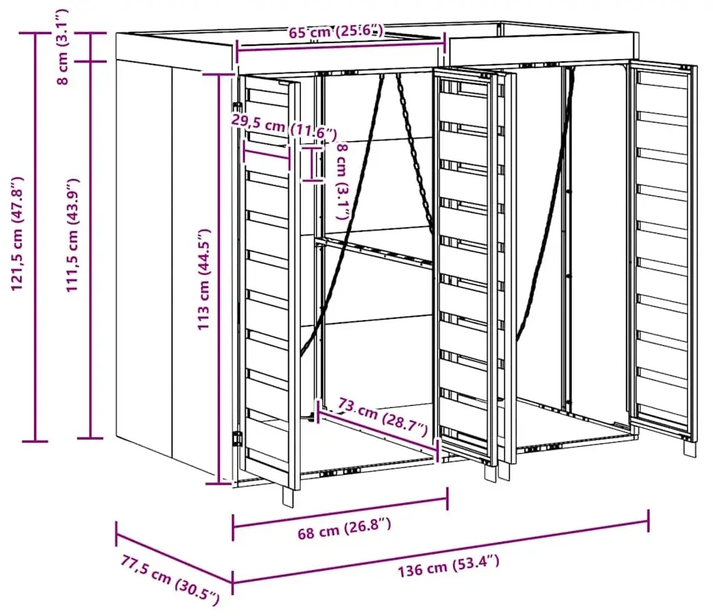 Dulap pentru pubele VidaXL 3394773 (Anthracite/Natural) - 10