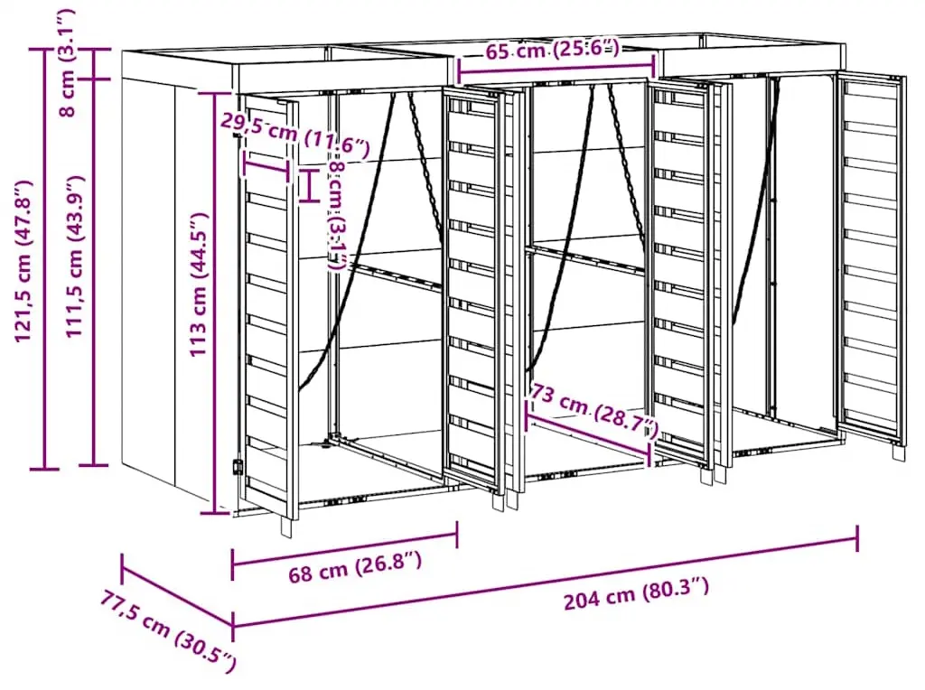 Шкаф для мусорных контейнеров VidaXL 3394774 (Anthracite/Natural)