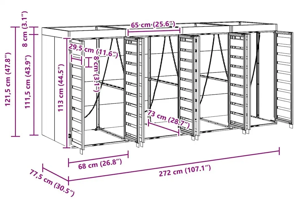 Dulap pentru pubele VidaXL 3394775 (Anthracite/Natural) - 10