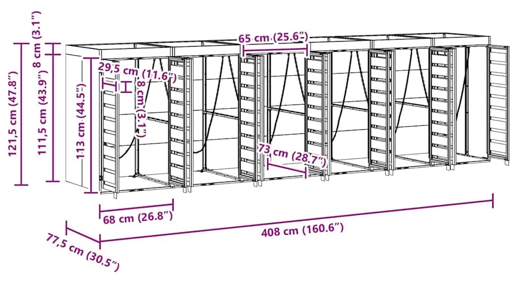 Шкаф для мусорных контейнеров VidaXL 3394777 (Anthracite/Natural) - 9