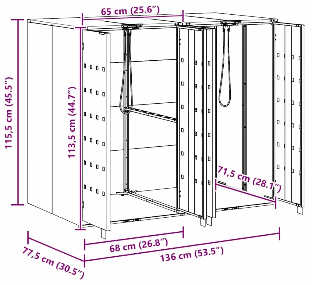 Шкаф для мусорных контейнеров VidaXL 3394778 (Anthracite/Silver)