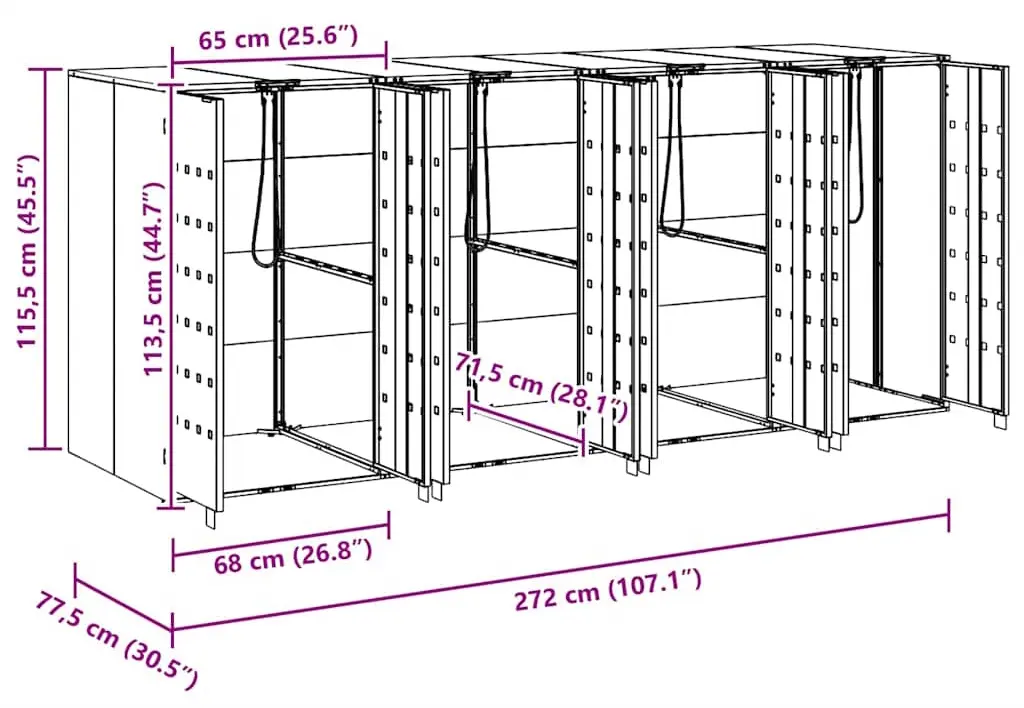 Шкаф для мусорных контейнеров VidaXL 3394780 (Anthracite/Silver)