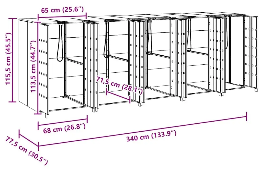 Шкаф для мусорных контейнеров VidaXL 3394781 (Anthracite/Silver)