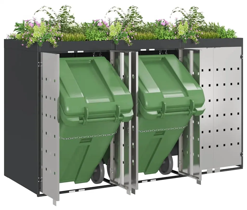 Шкаф для мусорных контейнеров VidaXL 3394784 (Anthracite/Silver) - 8