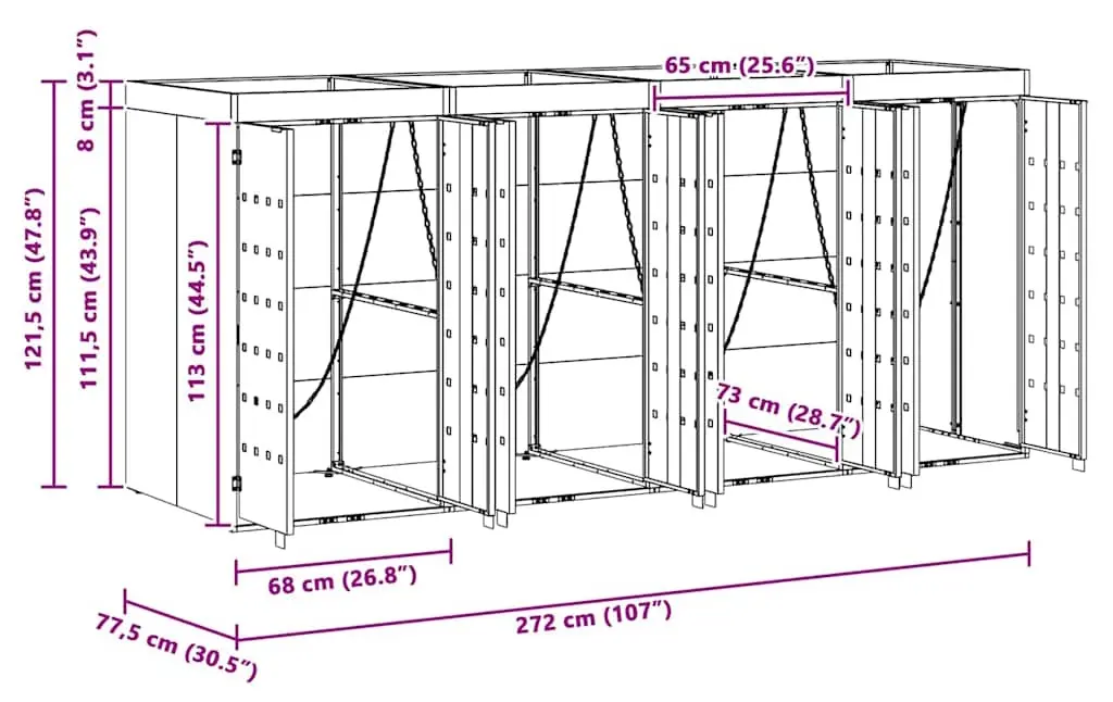 Шкаф для мусорных контейнеров VidaXL 3394785 (Anthracite/Silver)