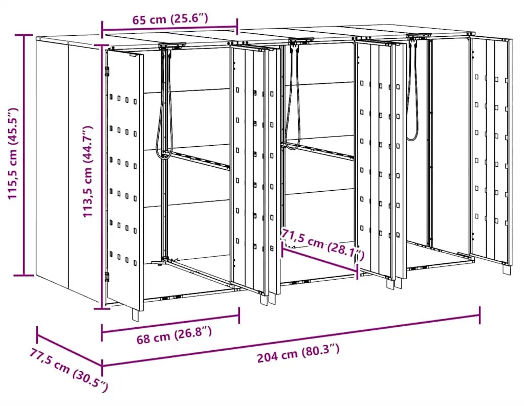 Шкаф для мусорных контейнеров VidaXL 3394789 (Silver) - 8