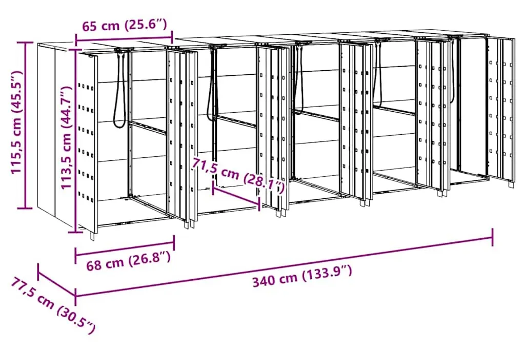 Шкаф для мусорных контейнеров VidaXL 3394791 (Silver) - 8