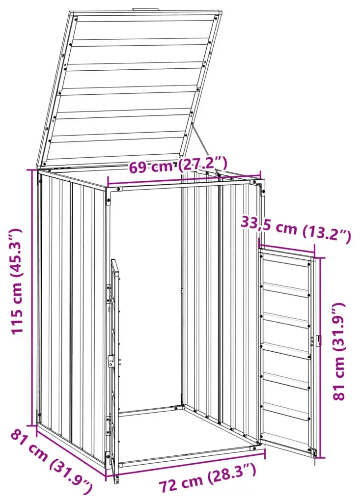 Dulap pentru pubele VidaXL 4006172 (Grey) - 10