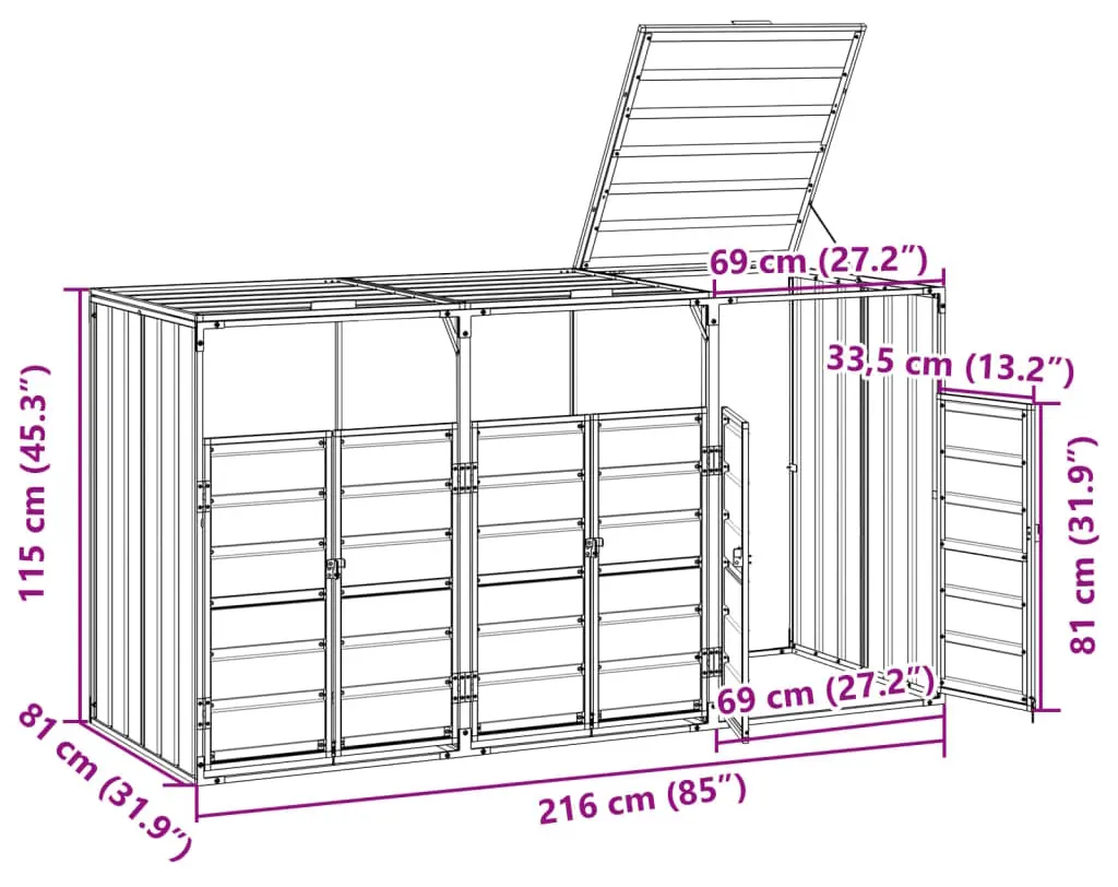 Dulap pentru pubele VidaXL 4006179 (Green) - 11