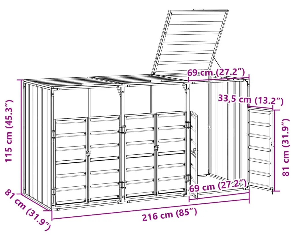 Dulap pentru pubele VidaXL 4006182 (Brown) - 10