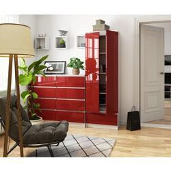 Шкаф Akord R60 2D1SZ (White/Red Gloss) Thumb