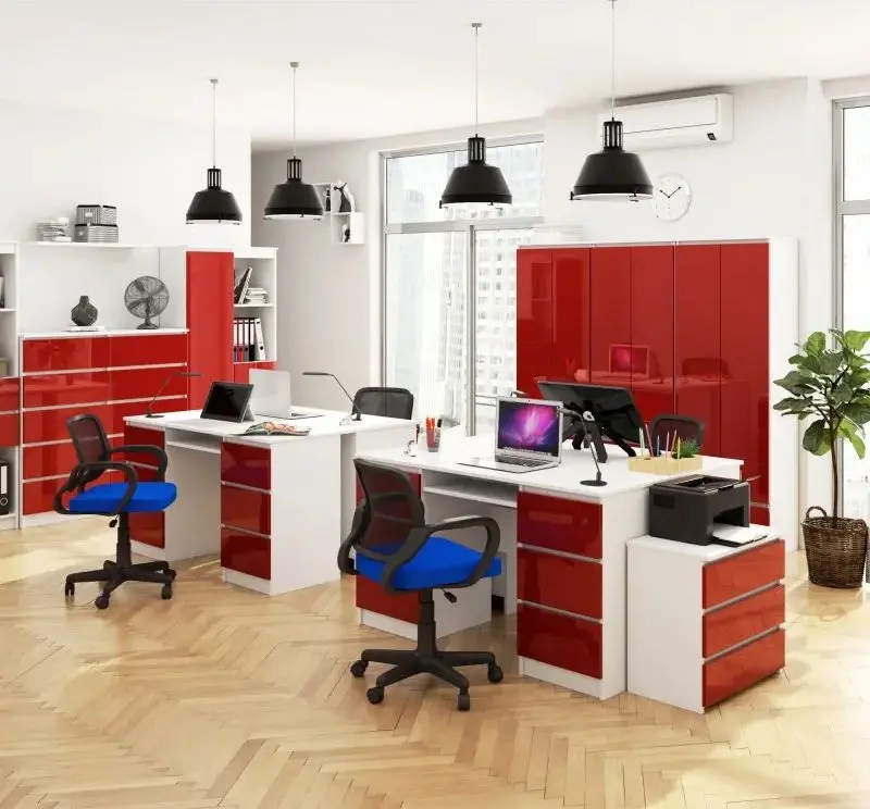 Шкаф Akord R60 2D1SZ (White/Red Gloss) - 2