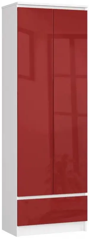 Шкаф Akord R60 2D1SZ (White/Red Gloss)