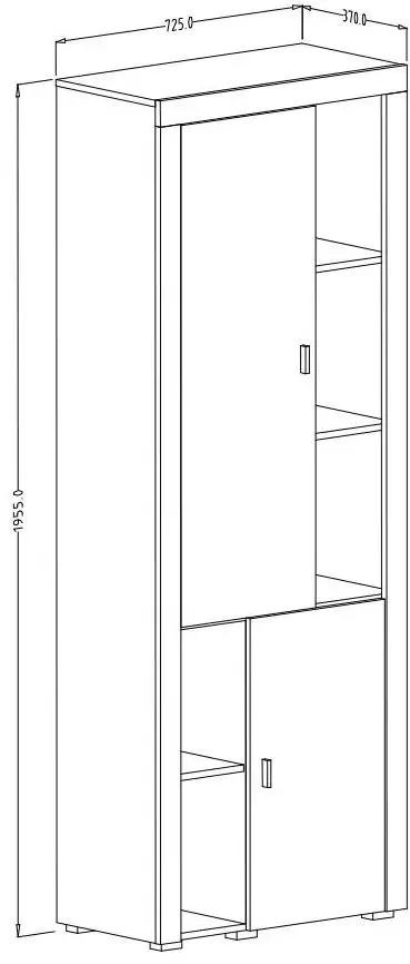 Книжный шкаф Helvetia Nela Nr.05 2D (Matera/Old Style Mix Planked-Old Wood) - 4