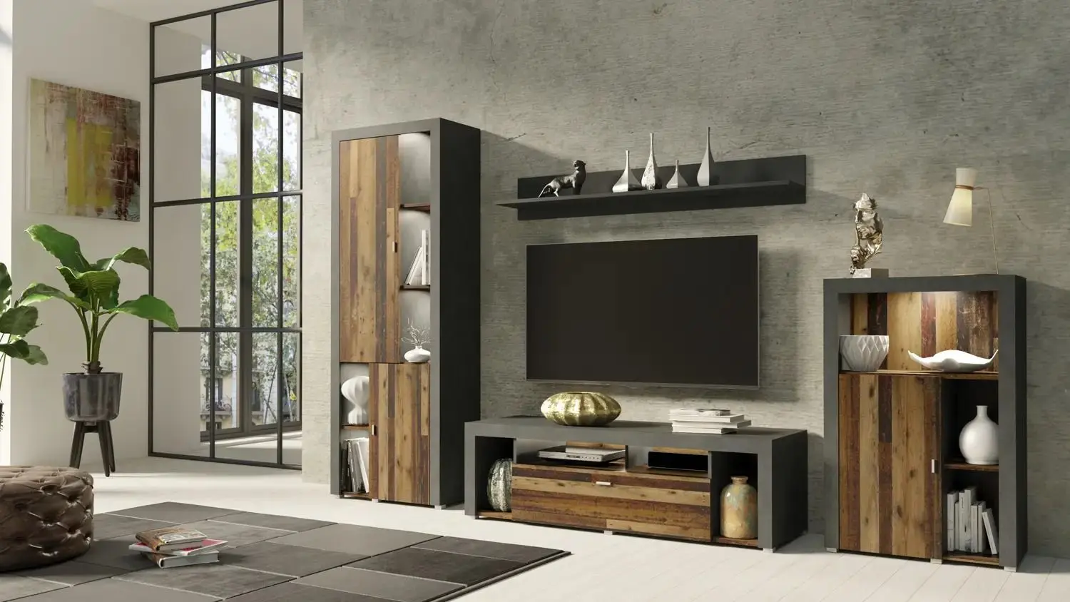 Книжный шкаф Helvetia Nela Nr.05 2D (Matera/Old Style Mix Planked-Old Wood) - 8