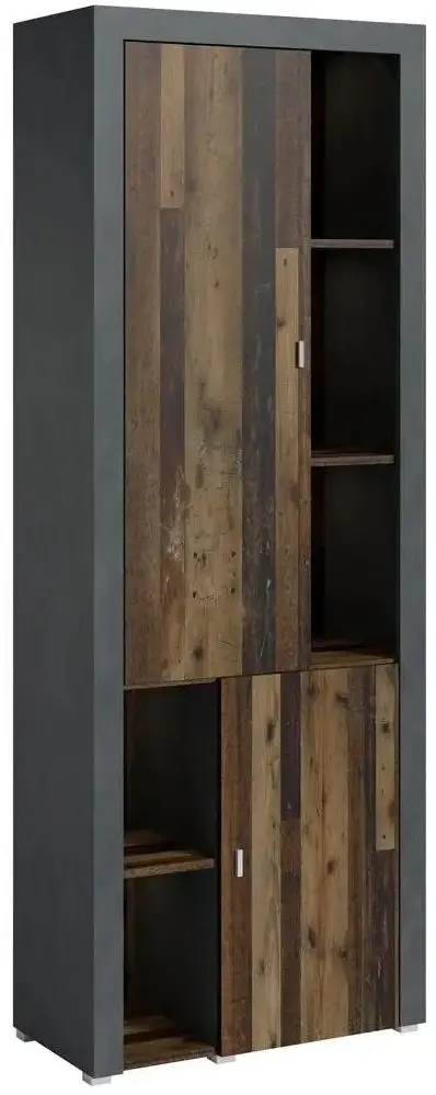Книжный шкаф Helvetia Nela Nr.05 2D (Matera/Old Style Mix Planked-Old Wood)
